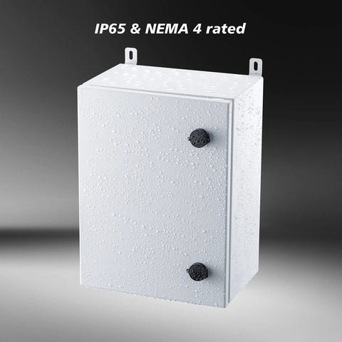 Beefy Weatherproof Metal Electrical Enclosure Box With Wall Mount Bracket And Plate, IP65 NEMA 4 Outdoor Wall Mounted Junction Box