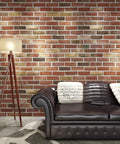 20 Pack Faux Brick 3D Wall Panels Peel And Stick In Red Brown Self Adhesive Waterproof Foam Wallpaper in living room setting