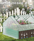 Four By Four By One Foot Galvanized Raised Garden Bed With Mini Greenhouse Kit And Dual Roll Up Zipper Doors For Veggies Flowers And Herbs White Durable All Weather Cover showing bottomless base design on lawn
