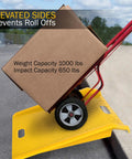 Heavy Duty Portable Curb Ramp With 1000lb Capacity for Furniture Dollies Hand Trucks and Moving Carts with box on ramp