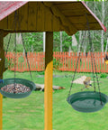 Hanging Bird Feeder And Bird Bath Combo For Outdoors Ready For Easy Setup 10 Inch Tray 16 Inch Chain Durable Plastic Includes Hole And No Hole Trays Attract Cardinals Blue Jays Crows Yard Friendly
