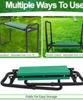 Adjustable Garden Kneeler And Seat With Handles Heavy Duty Outdoor Foldable Portable Garden Stool Thick EVA Foam Pad Folded and Unfolded Views