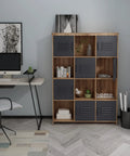 Premium Twelve Cube Wood Bookcase With Six Metal Doors Rock Solid Storage Cabinet Built Damn Tough for Home Office and Living Room