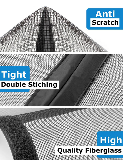 Close-up details of Magnetic Garage Door Screen, showing tight stitching, high-quality fiberglass mesh, anti-scratch material