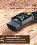 Six In One Pinless Moisture Meter For Drywall And More, Noninvasive Humidity Sensor With Gypsum Cement Board Cork Hardwood Mildew Index, Surface Safe, No Pinholes Or Scratches, Fast Accurate Readouts on hardwood floor