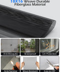 18X16 Weave Durable Fiberglass Material for Six Piece Window And Door Screen Replacement Repair Kit With Charcoal Fiberglass Mesh Vinyl Spline Tools.