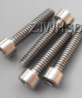 Four titanium hex socket cap screws, 10-24 thread, 1 inch long.
