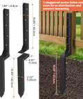 No Nonsense Heavy Duty Fence Post Repair Kit 2 Pack Steel Ground Spike Anchors For Wood Posts, Easy Fix For Tilted Or Broken 4x4 And 6x6 Fence Posts, Black Stakes And Supports For Outdoor Use showing dimensions and installation