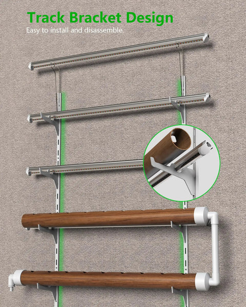 Vertical 36 Pod Hydroponics Growing System for Wall Mount Full Spectrum Grow Lights with Track Bracket Design