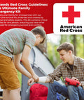 Two people using One Person All-In-One 72 Hour Bug Out Bag Emergency Survival Kit For Family Be Ready For Hurricanes Floods Tsunamis And Other Disasters Includes 30-Piece First Aid Kit Glow Sticks Whistle Work Gloves And Masks outdoors.