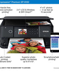 Slick Wireless Color All In One Inkjet Printer Featuring Killer Five Color Photo System For Crisp Documents And Legit Eight By Ten Prints Perfect For Your Home Office Setup Or Creative Project Workflow, showing printing options and smartphone connectivity.