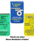 Three machinist pocket guides in blue, green, and yellow; essential for cutting tools and machining references.