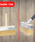 Do It All Adjustable Long Handle Deck Stain Brush Kit with 100 Percent Natural Bristle Wide Paint Brush showing dual use
