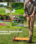 14 Inch Manual Push Reel Lawn Mower With 5 Blade Precision Cutting And Scissor Like Action For Clean Grass Snips, 4 Height Settings For Perfect Lawn Maintenance, Low Effort Yard Work, Quiet And Eco Friendly on lawn