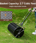24 Inch Compost Spreader For Lawns With Installation Support Accessories Metal Mesh Roller Spreader in use on grass