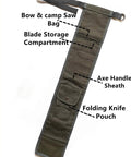 Axe And Saw Sling Bag For Boreal21 Folding Bow Saw Canvas Buck Saw Sheath with compartments for camping gear.