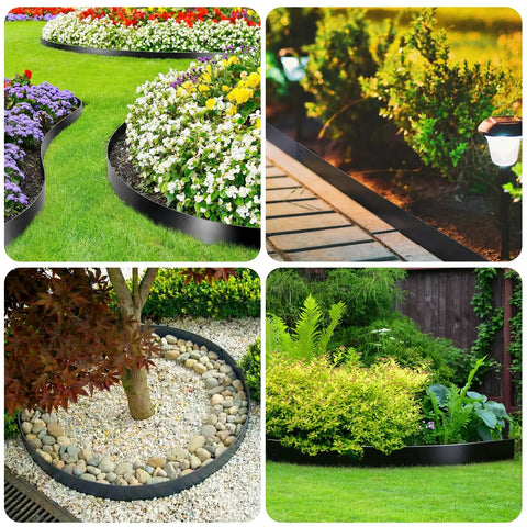 Heavy Duty Flexible Metal Landscape Edging Kit 33 Ft Total 6 Inch Tall By 40 Inch Long Galvanized Steel Border in garden use