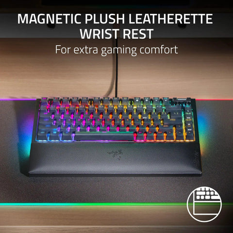 Slick Compact 75 Percent Mechanical Gaming Keyboard With Hot Swap Sockets Crisp Orange Tactile Switches Dope Chroma RGB Lighting Aluminum Frame Clutch Volume Knob Plush Wrist Rest Perfect For Any Modern Desk Setup Renewed Black with magnetic plush wrist rest