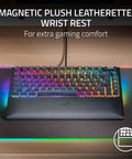 Premium Compact 75 Percent Layout Mechanical Gaming Keyboard Featuring Hot Swap Orange Tactile Switches Solid Aluminum Chassis Space Savvy Design Savage Performance Setup with magnetic plush leatherette wrist rest.