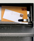 7164 Metro Bronze High Capacity Wall Mounted Locking Mailbox With Anti Pry Latch and 12 Wafer Disc Lock open view with mail inside