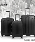 Kenneth Cole REACTION Renegade 3-piece luggage set, black hardside expandable 8-wheel spinner