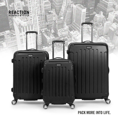 Kenneth Cole REACTION Renegade 3-piece luggage set, black hardside expandable 8-wheel spinner