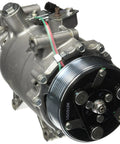 Install This Badass Heavy Duty AC Compressor With Clutch Direct Original Replacement Cooling Unit showing side view with wires and pulley.