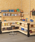 Steel Workbench Kit With 5 Steel Legs And Shelf Brackets, L Shaped Heavy Duty Work Table For Garage And Workshop in corner setup