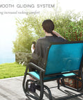 Set Of 2 Porch Glider Chairs With Metal Frame Breathable Mesh Curved Armrests High Back For A Smooth Chill Glide in outdoor setting
