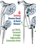 High Pressure Rainfall Shower System Featuring 48 Modes With 6 Inch Rain Head And Handheld 3 Way Combo Anti Clog Nozzles