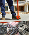 NiQinWuKin Hand Operated Rebar Bender Tool For Flat Steel And Rods Up To 5/8 Inch Capacity being used on construction site.