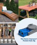 Portable Pocket Hole Jig System With Adjustable Position Sliders And Clamp Adapter For Materials Half Inch To One And A Half Inches Thick Lets You Make Strong Joints At Multiple Angles For Quick Pro Level Woodworking Projects, shown with woodworking furniture.
