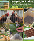 Heavy Duty Hot Dipped Galvanized Wire Mesh Roll 4 By 20 Feet Half Inch Hardware Cloth used in chicken coop, rabbit run, and garden setup.