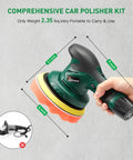 Cordless Car Buffer Polisher with Two 2000mAh Batteries and Charger, 6 inch waxer kit dimensions and design details