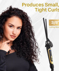 Extra Slim Curling Iron For Tight Curls And Clearly Defined Spiral Ringlets With Ceramic Coated Barrel Three Eighths Inch