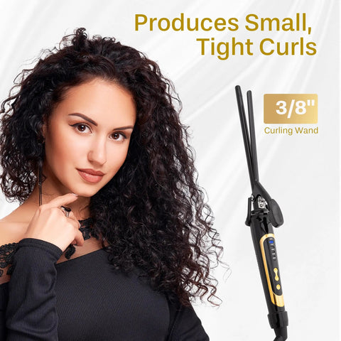 Extra Slim Curling Iron For Tight Curls And Clearly Defined Spiral Ringlets With Ceramic Coated Barrel Three Eighths Inch