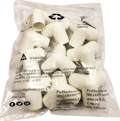 Bag of 3 Way 1 Inch PVC Fittings Corner Cross Elbow 45 90 Degree For Greenhouse Shed Tent And Furniture Build UV Resistant