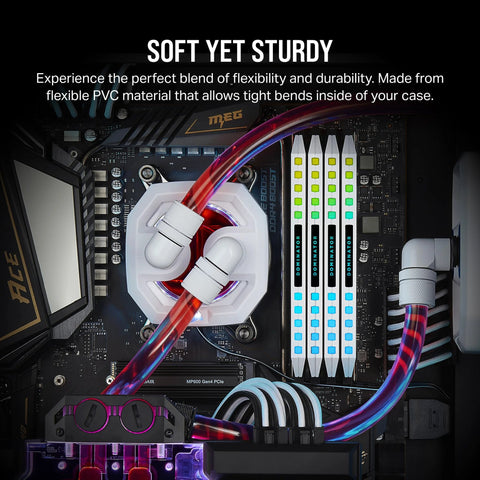 Clear PVC Tubing For PC Water Cooling That Lets You Show Off Your Coolant Flow 10mm Inner and 13mm Outer Diameter installed