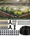 Smart 200 Foot Drip Irrigation Kit With 36 Pro Grade Adjustable Copper Nozzles and accessories on raised bed garden