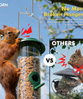 Six Port Metal Bird Feeder With Heavy Duty All Metal Construction 15 Inch Hanging Seed Feeder for Mixed Seed Blends and Squirrel