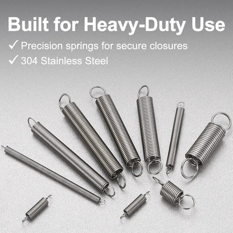 Top Grade 20 Piece Stainless Steel Extension Springs For Industrial Repair Jobs Durable And Corrosion Proof 304 Steel Wire Springs in varied sizes.