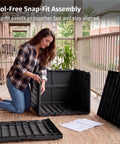 31 Gallon Outdoor Storage Box Waterproof UV Resistant Resin Bin assembly on patio with lockable wind resistant lid panels
