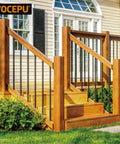 Heavy Duty Stainless Steel Deck Railing Brackets And Connectors For Standard 2X4 Wood Posts Adjustable Stair Angle Mounts on wooden stairs.