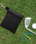 Durable Golf Tee Pouch With Zipper And Clip 600D Polyester Ball And Tee Bag Metal Lobster Claw Clip beside golf club and ball on grass