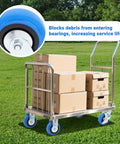 Cart loaded with boxes on grass, equipped with 5 Inch Heavy Duty Caster Set Of Four With 3500 Lbs Industrial Grade Capacity And Upgraded Thickened Bracket