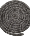 Top-down view of rolled black fiberglass wood stove gasket rope, 1/2 in x 84 in, graphite-impregnated