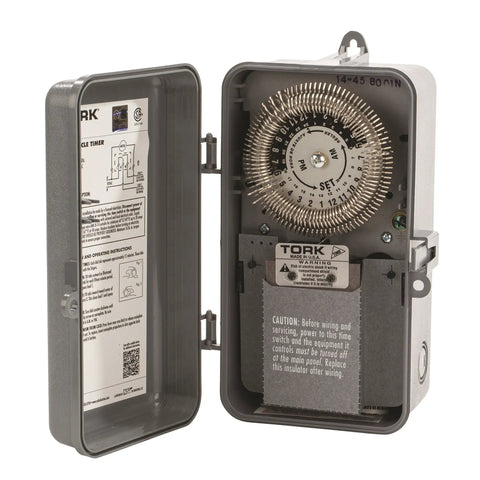 24 Hour Mechanical Time Switch For Indoor Outdoor Use With Noryl Enclosure 120V 20A SPDT Output NEMA 3R Weatherproof Timer