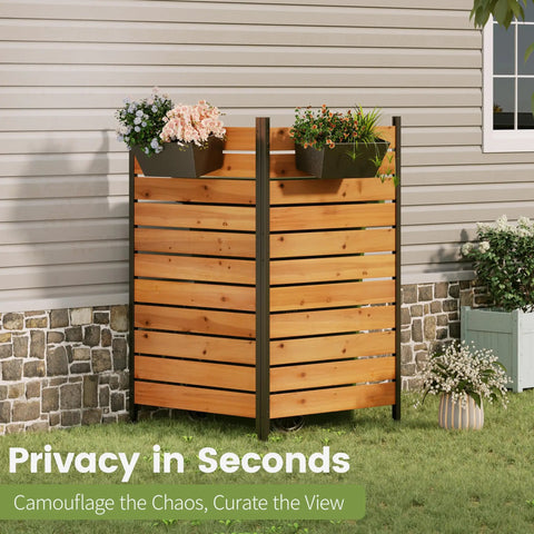 Wood Privacy Screen For Outdoors No Dig Garden Fence Hide Trash Cans And Air Conditioner Units Decorative Patio Privacy Screen