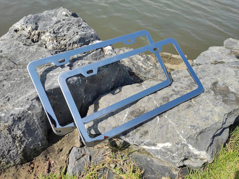 Dope Black Chrome Finish License Plate Frame Set, Stainless Steel Construction With Screw Caps, Easy Install Kit Included, 2 Pack