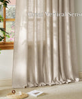 Rich Natural Linen Blend Farmhouse Curtains, 52 By 90 Inches, Two Panels, Rod Pocket And Back Tab Privacy With Light Filtering